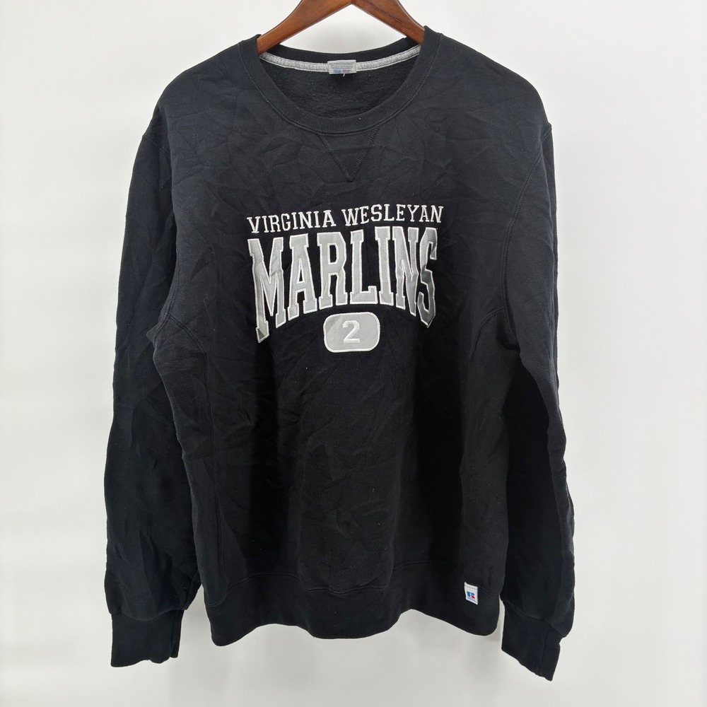Russell Athletic Virginia Wesleyan Marlins Sweatshirt Mens Large Black Crewneck